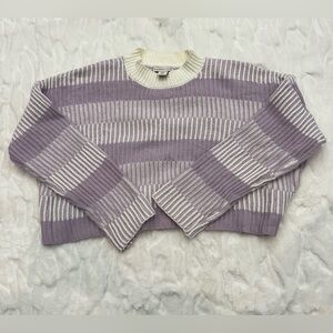 Sincerely Jules Striped Purple and Cream Women's Sweater